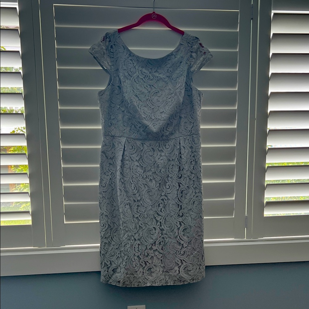 J. Crew Lace Midi Dress in Light Gray